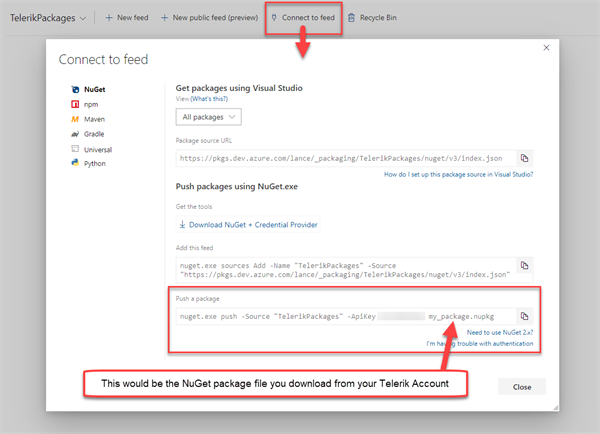 Connect to Azure Artifacts Feed