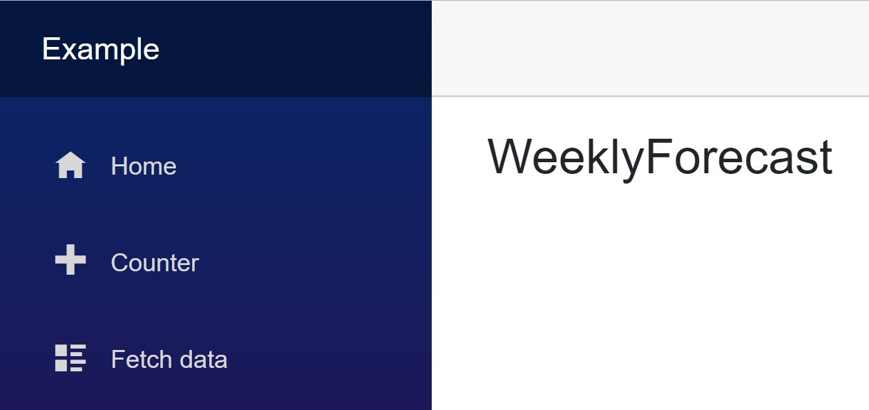 The WeeklyForecast component using the @page directive to specify routing.