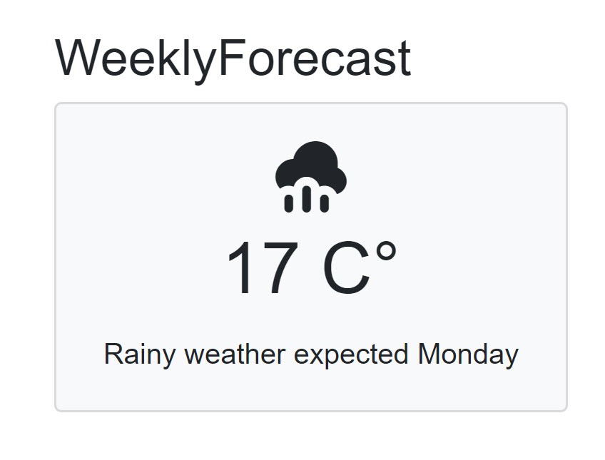 Figure 3 A prototype of the weekly forecast page displaying a single weather forecast.