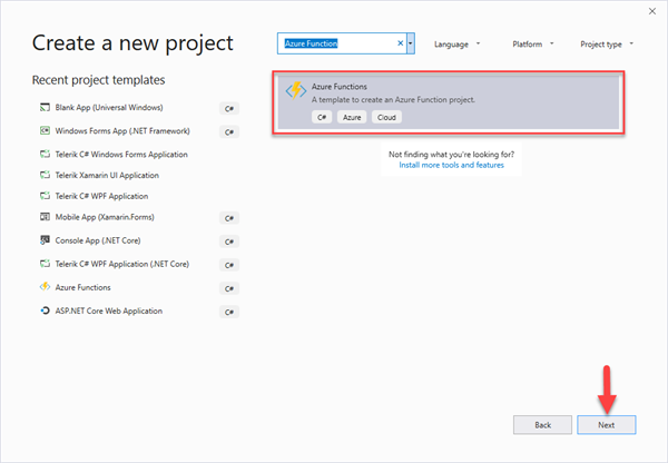 Create a new Azure Functions project Create a new Azure Functions project