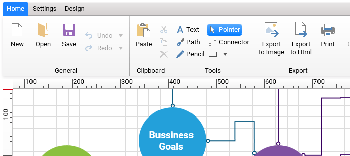 RadDiagramRibbon Main Tab