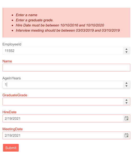 Telerik UI for Blazor Form - Validation