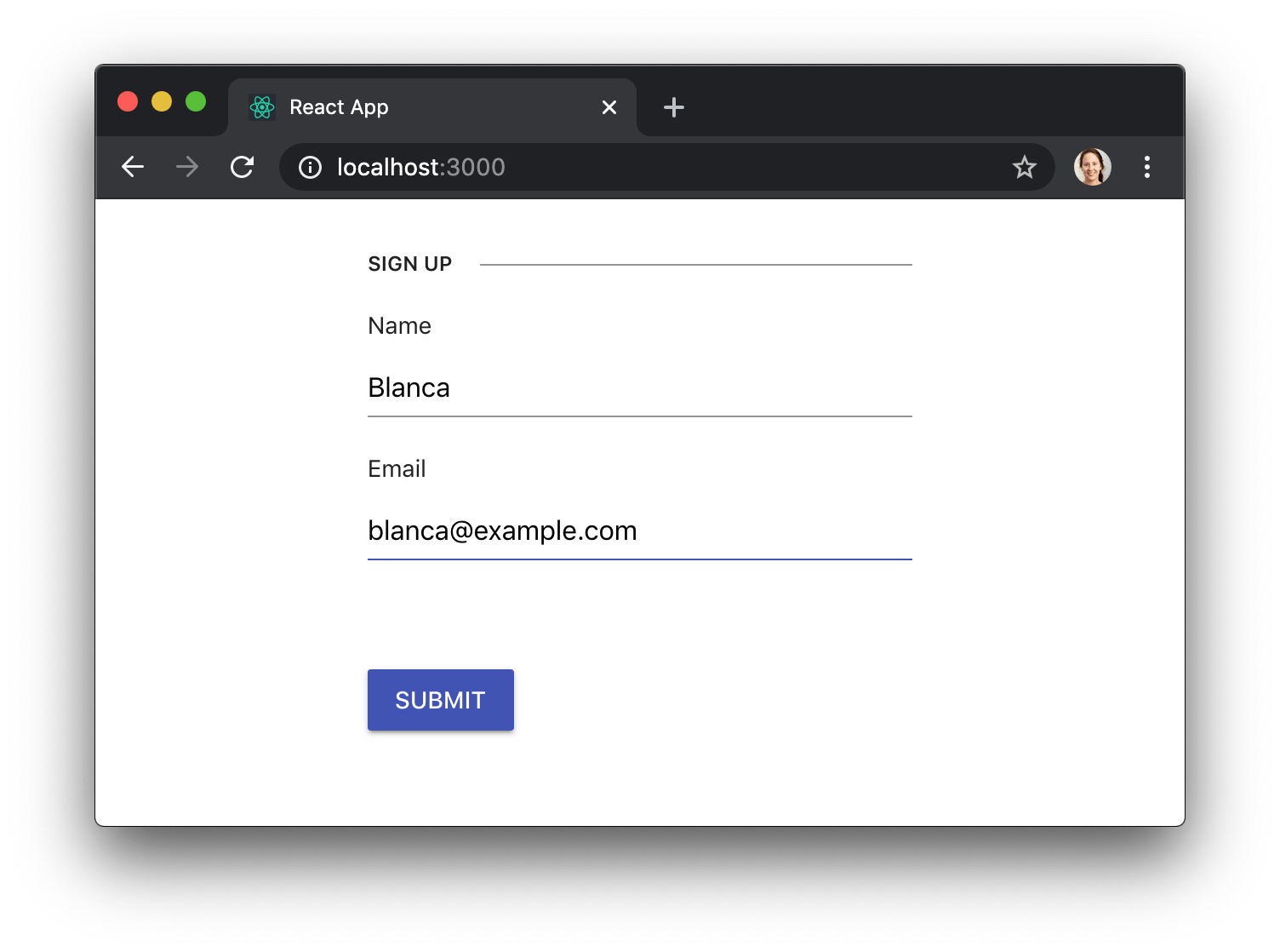 A React form with native controls