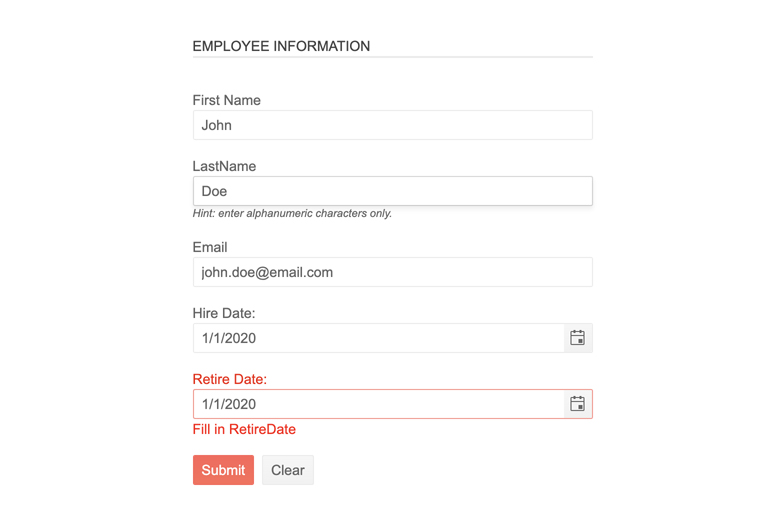 Telerik UI for ASP.NET MVC Forms-Validation