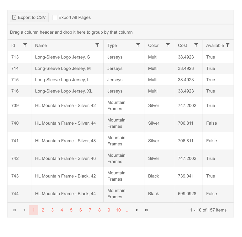 Telerik UI for Blazor Grid CSV Export Telerik UI for Blazor Grid CSV Export