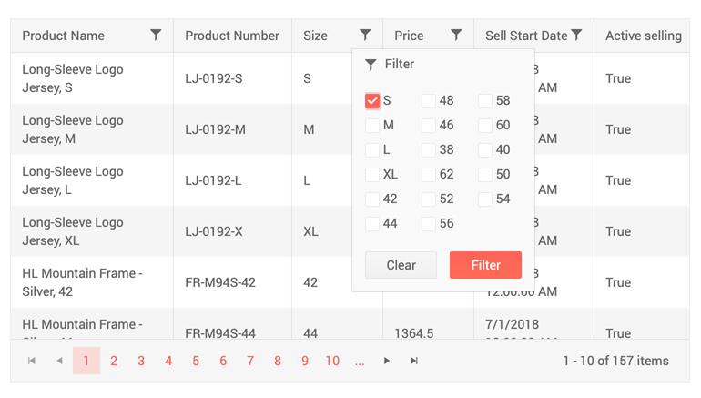 Telerik UI for Blazor Grid Custom Filtering - Checkboxes