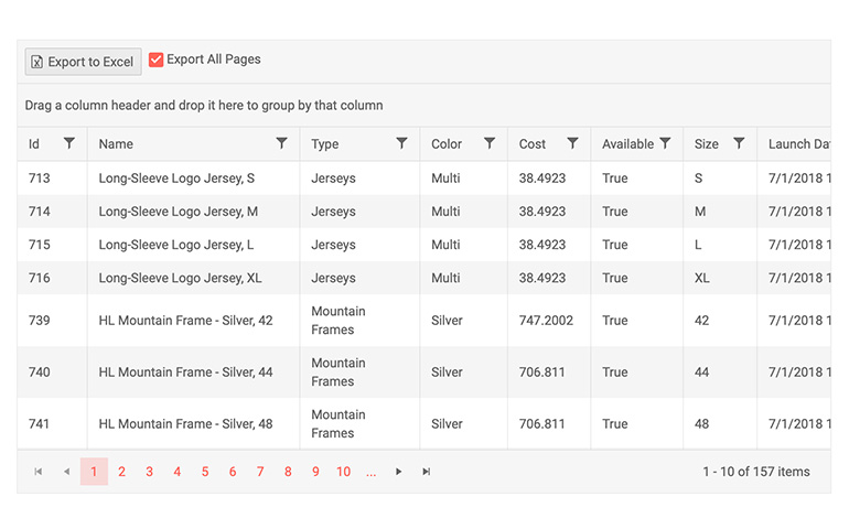 Telerik UI for Blazor Grid Export-to-excel