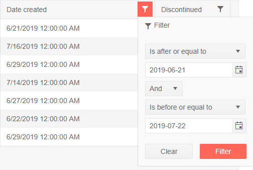 Telerik UI for Blazor Grid Filter Menu