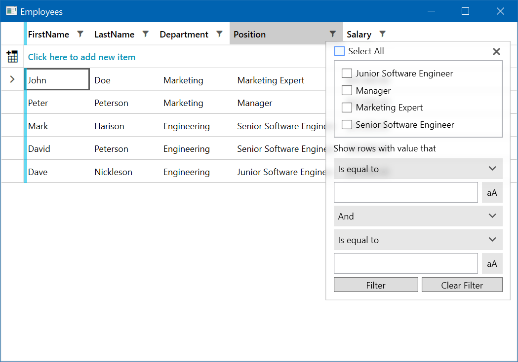 WPF DataGrid Filtering WPF DataGrid Filtering Image