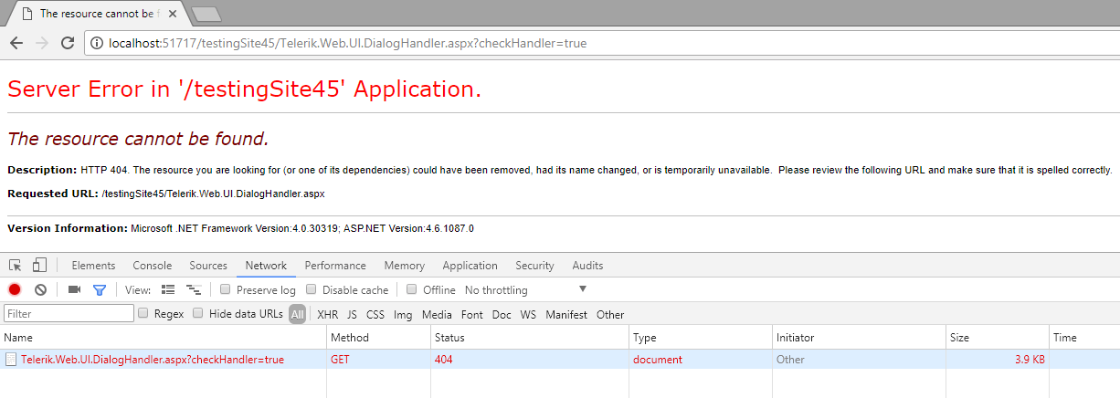 Error when handler is not registered