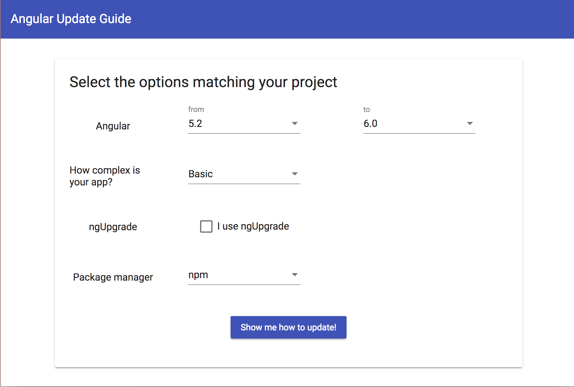 Angular Update Guide Angular Update Guide
