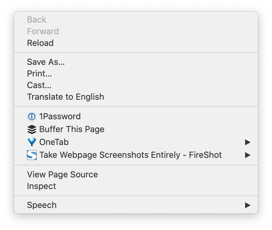 the default menu that pops up in chrome on right click the default menu that pops up in chrome on right click