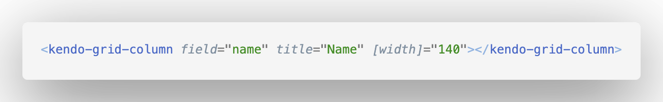 Grid markup for the name of the stock column Grid markup for the name of the stock column