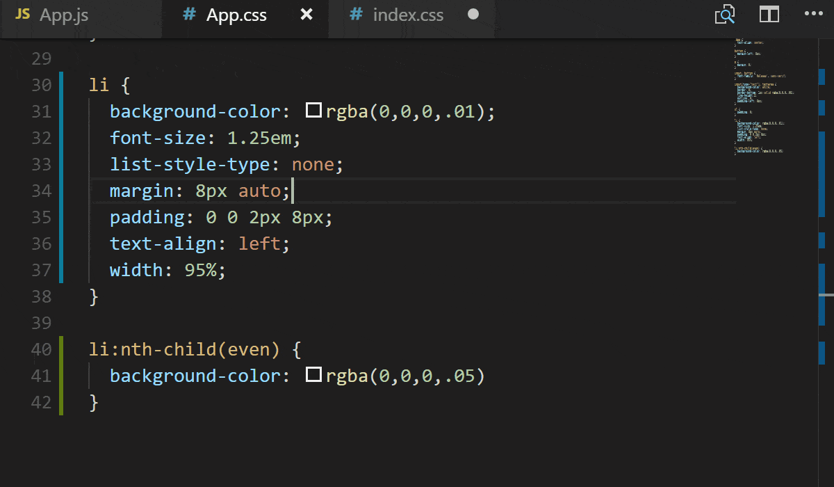 index-style a gif of adding style to index.css