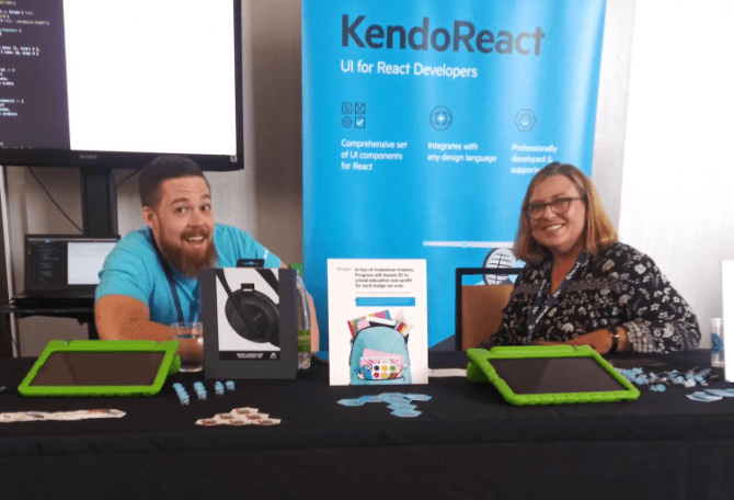 Carl and Merrill at KendoReact Booth KendoReact Booth