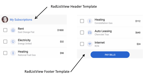 ListView Header and Footer