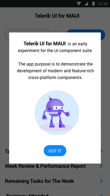 Telerik UI for MAUI Popup control