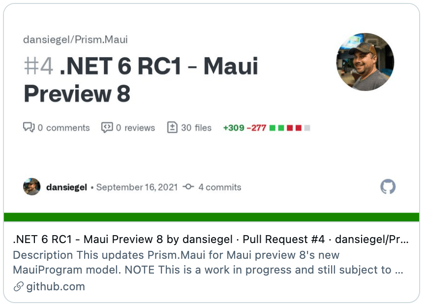 Dan Siegel .NET 6 RC1 MAUI Preview 8 Prism.Maui
