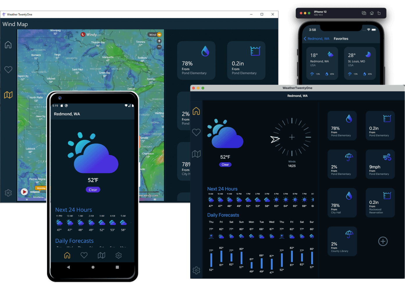 Maui Weather in four different screen sizes