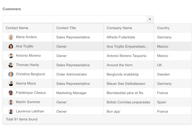 Telerik UI for ASP。网络核心MultiColumnComboBox