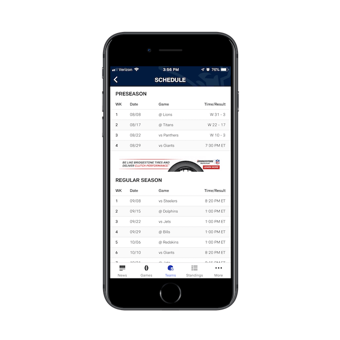 NFL App Table NFL App Table