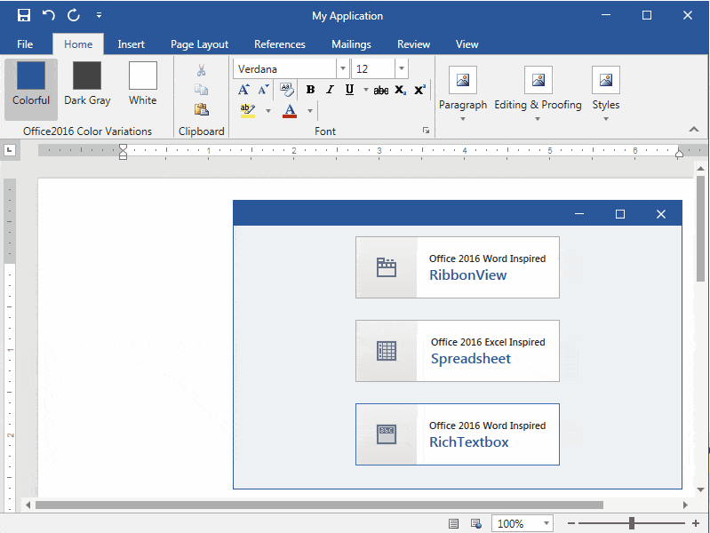 Office2016 Inspired Theme Application Sneak Preview of Office2016Inspired Application