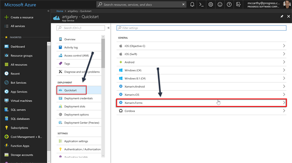 Azure Quickstart Blade