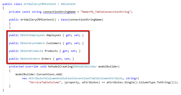 DbSets for Entities DB Sets for entities