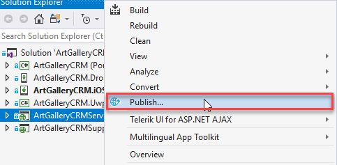 Publish Context Menu Item