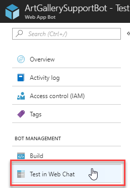 Test in Web Chat button Test in Web Chat button