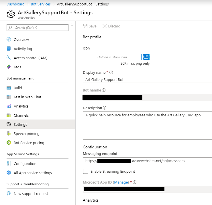 Bot service App ID Location Bot service App ID Location
