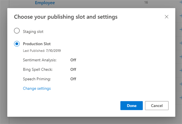 Publish destination slot Publish destination slot