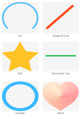 Path Overview showing examples of arc, diagonal line, star, horizontal line, circular and heart.