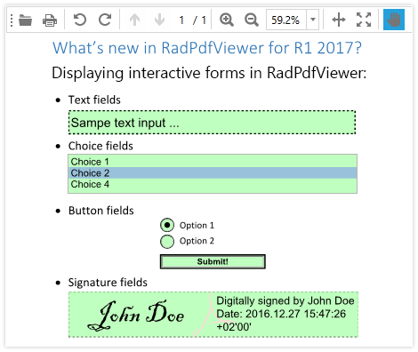 UI for WPF PdfViewer displaying forms