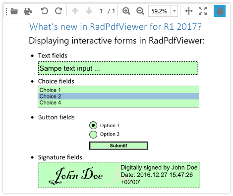 UI for WPF PdfViewer displaying forms UI for WPF PdfViewer displaying forms