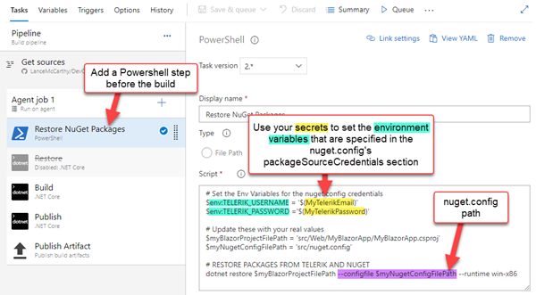 Powershell dotnet restore