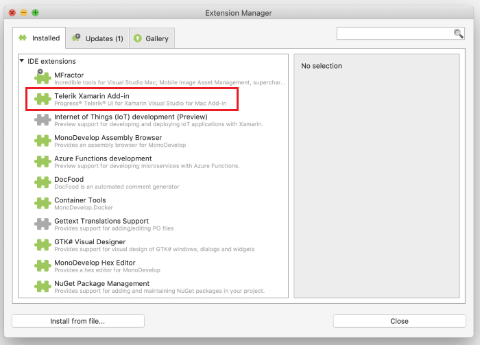 Telerik Xamarin Add-in