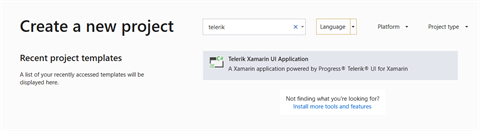 Telerik Project Template in VS 2019