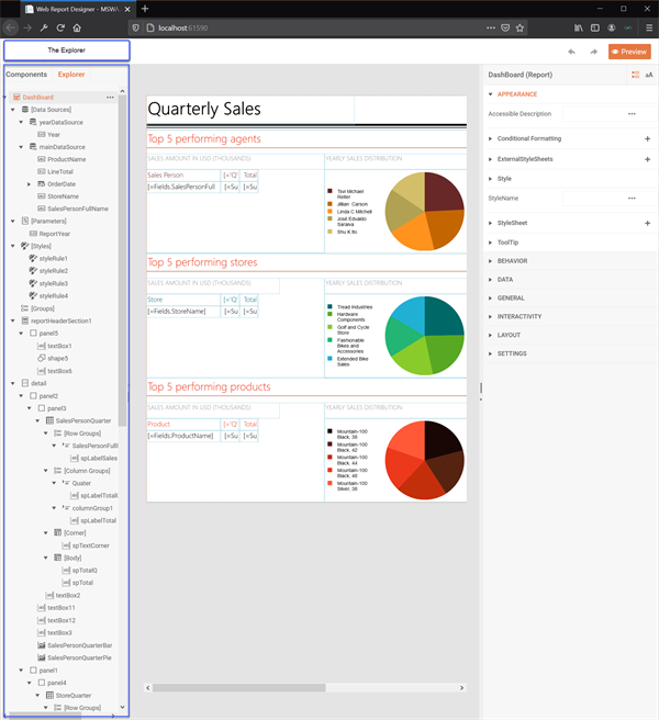 Web Report Designer Explorer Web Report Designer Explorer