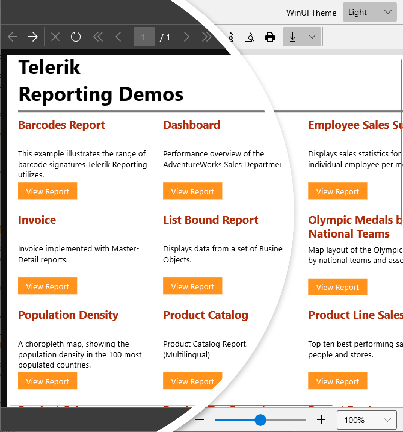 ReportViewer with Light and Dark custom themes