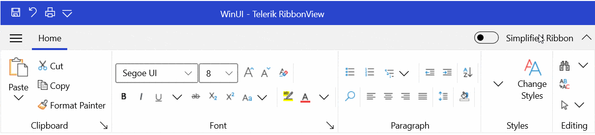 RibbonView Simplified Mode
