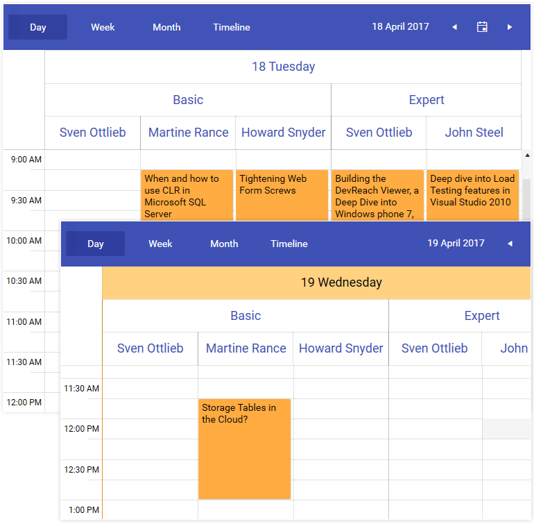 WPF ScheduleView showcasing support Hierarchical Resources