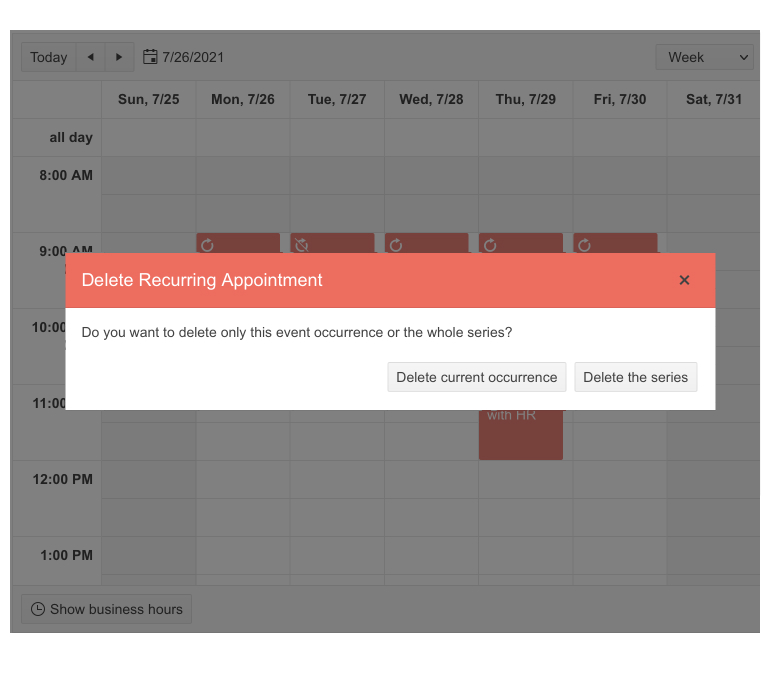 Telerik UI for Blazor Scheduler - Delete Confirmation