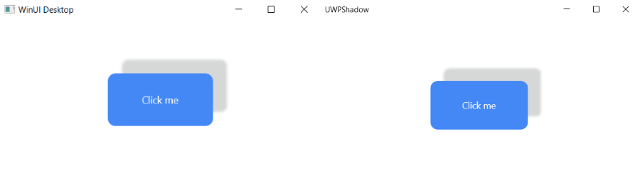 shadow on a rectangular button, widely offest, for winui and uwp