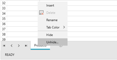 Spreadsheet Sheets Visibility