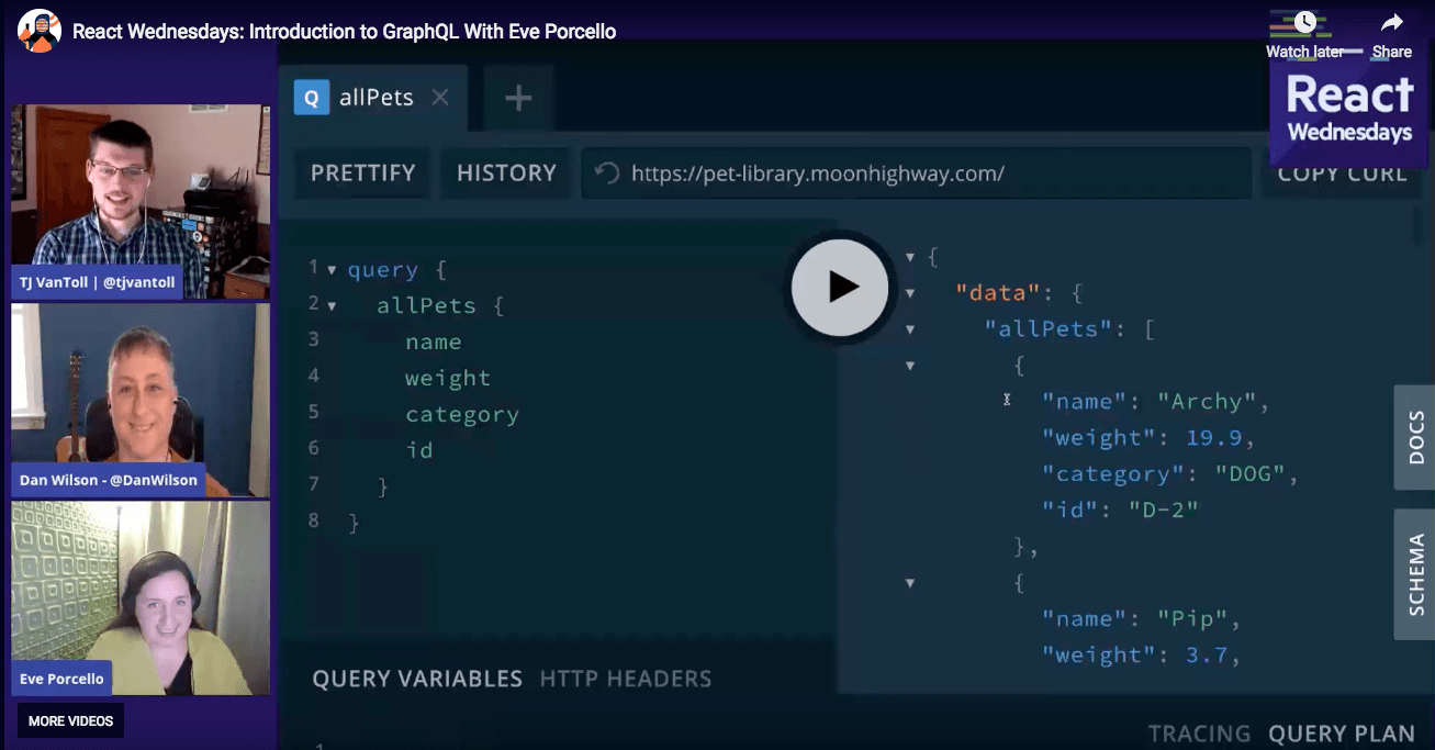 Eve showing off GraphQL