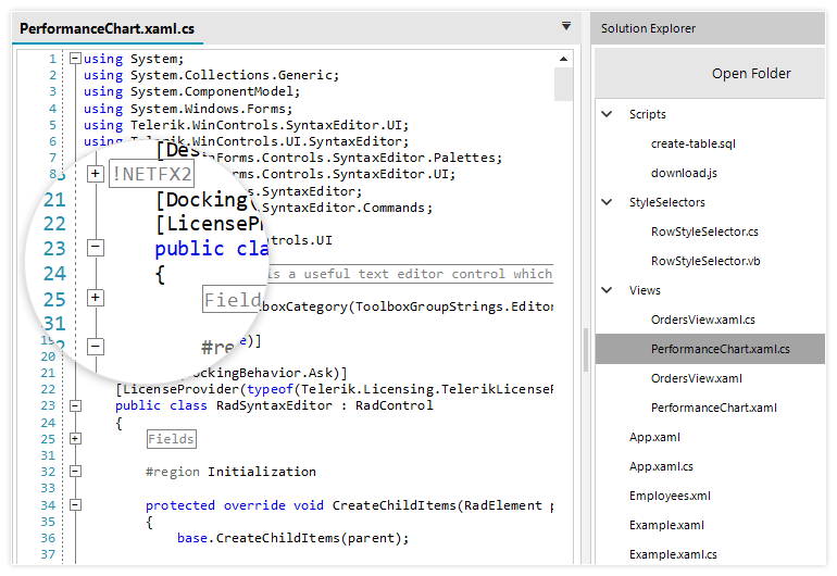 Telerik UI for WinForms Syntax Editor - Syntax code outlining 