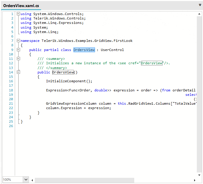 WinForms Syntax Editor control displaying Syntax commands