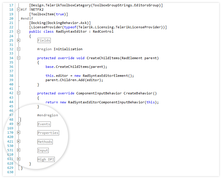 WinForms Syntax Editor control showcasing Line numbers