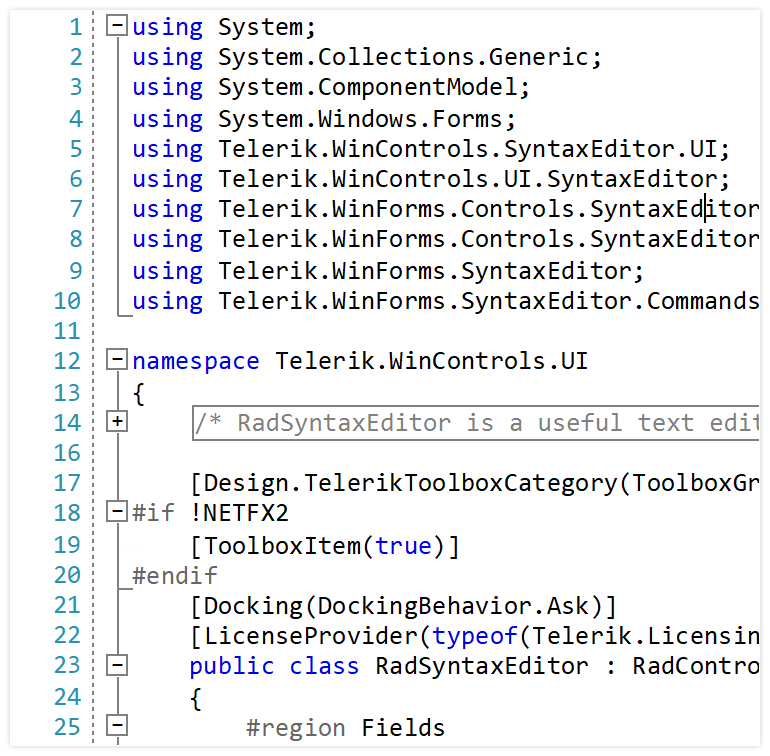 WinForms Syntax Editor control showcasing Zooming functionality